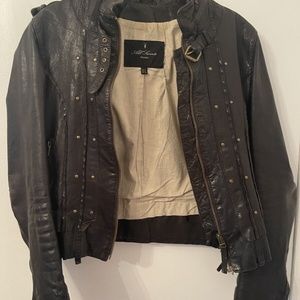 All Saints Women’s Leather Jacket Moto Steampunk Preowned, Sz 6 See Description